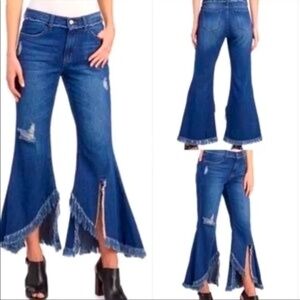 For The Republic Wide Leg Jeans Fringe Boho Retro